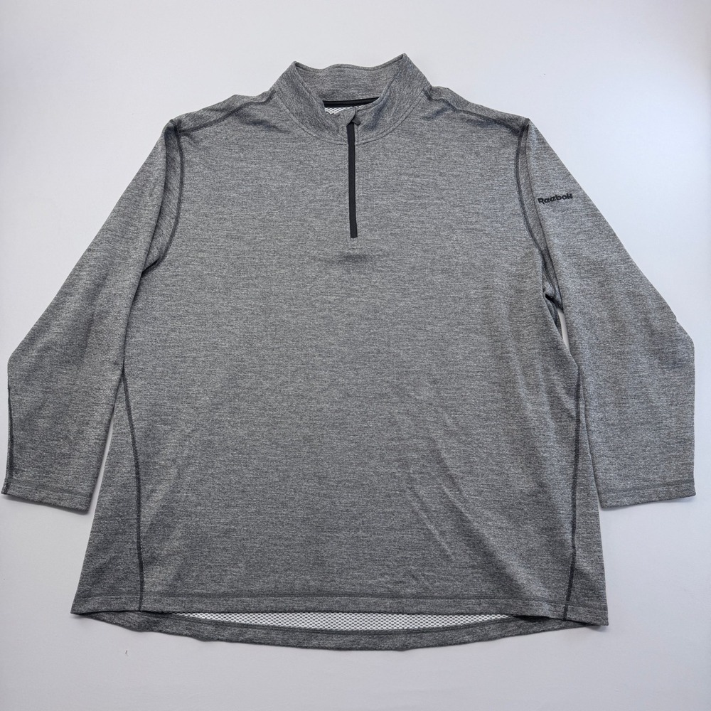 Reebok Golf Mens 3XL Gray Heathered Quarter Zip Pullover Athletic Shirt